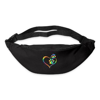 Rainbow Heart Paw Print Animal Love - Bum bag - black - Front