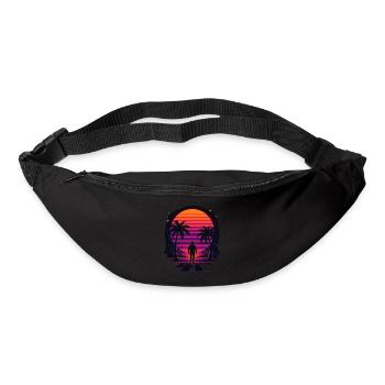 Synthwave Cowboy - Vêtements Désert - Sac banane - noir - Devant