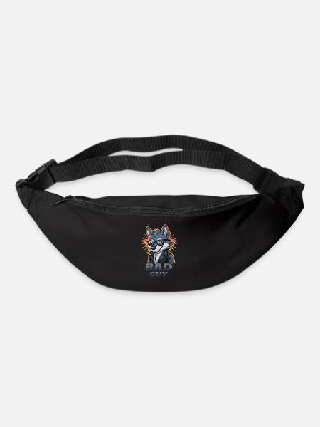 Cooler Wolf Mit Sonnenbrille Und Lederjacke - Bad - Gürteltasche - Schwarz