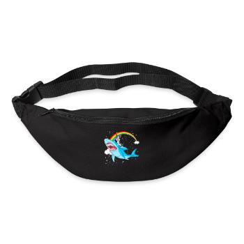 Cute Boston Terrier Riding Shark Under Rainbow - Bum bag - black - Front