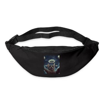 Katze Selfie UFO - Gürteltasche - Schwarz - Vorne