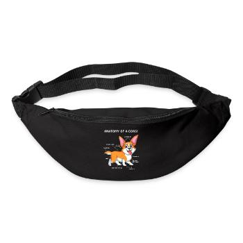 Anatomie d’un corgi - Funny Dog Lover Design - Sac banane - noir - Devant