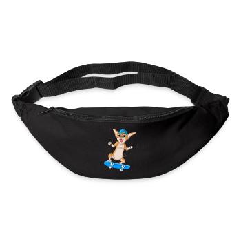 Niedlicher Chihuahua Skateboarding Hund Lustige Karikatur - Gürteltasche - Schwarz - Vorne