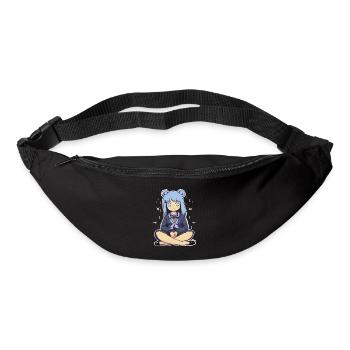 Kawaii Blauhaariges Mädchen Illustration - Gürteltasche - Schwarz - Vorne