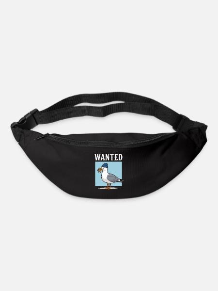 Gesuchte Möwe Mit Pommes Und Beanie Illustration - Gürteltasche - Schwarz