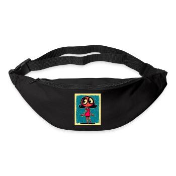 Fille de dessin animé ludique sur fond coloré - Sac banane - noir - Devant