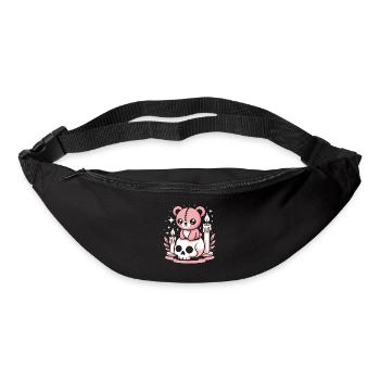 Kawaii Pastel Goth Geflickter Bär - Gürteltasche - Schwarz - Vorne