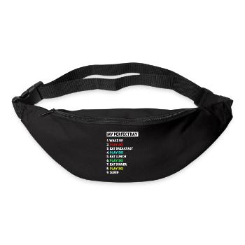 Mein perfekter Skitag, lustige Wintersportliste, - Gürteltasche - Schwarz - Vorne