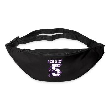 Je suis 5 ninjas 5e anniversaire Karaté violet - Sac banane - noir - Devant