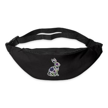 Hase Silhouette Blumen - Gürteltasche - Schwarz - Vorne