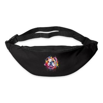 Portrait éclaboussé du Bulldog - Sac banane - noir - Devant