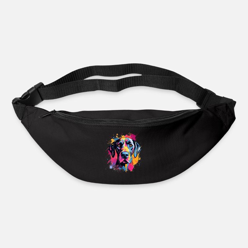 Art éclaboussuré de chien dogue allemand coloré - Sac banane - noir