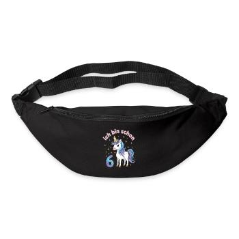 6. Geburtstag Einhorn Mädchen Ich bin schon 6 - Gürteltasche - Schwarz - Vorne