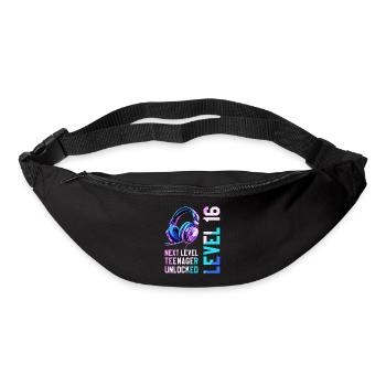 16e anniversaire garçon fille adolescente niveau 16 - Sac banane - noir - Devant