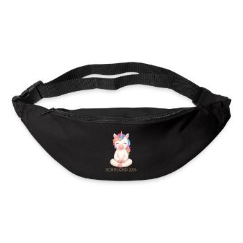 Schulkind 2026 Einhorn Shirt - Gürteltasche - Schwarz - Vorne