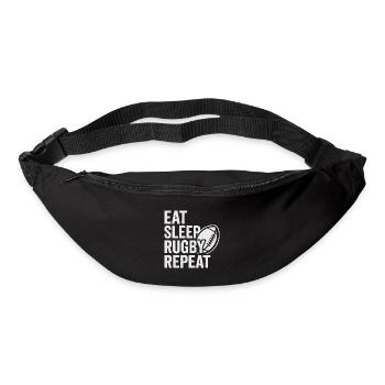 Manger dormir rugby répéter - Sac banane - noir - Devant