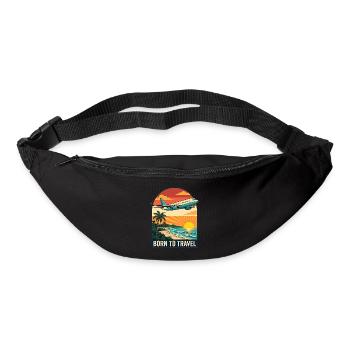 Born to Travel Palm Sea Beach with Air Plane - Bum bag - black - Front