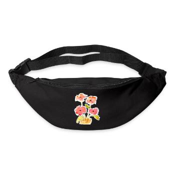 Bouquet de fleurs aquarellé - Sac banane - noir - Devant