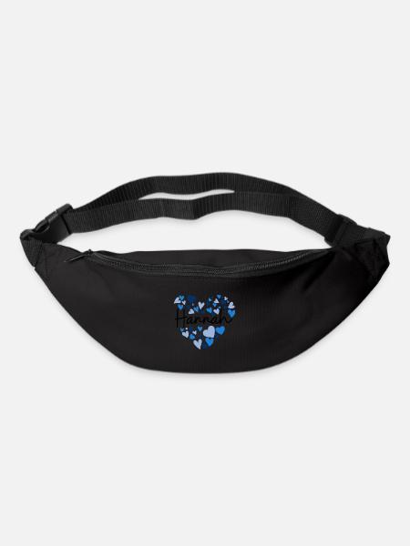 Hannah Namensdesign mit herzförmigen blauen Herzen - Gürteltasche - Schwarz