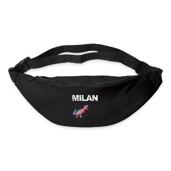 MILAN - Schöner Jungen Name mit Dinosaurier - Gürteltasche - Schwarz - Vorne