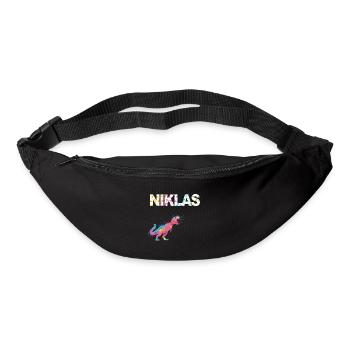 NIKLAS - Beautiful boy name with dinosaur - Bum bag - black - Front