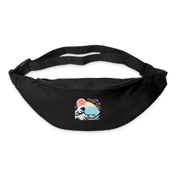 Big Wave Vaporwave Aesthetic 80s Anime Fashion - Bum bag - black - Front