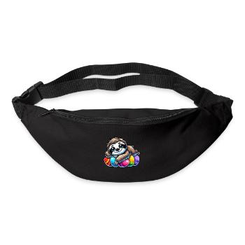 mignon paresseux Pâques oeuf de Pâques dessin animé chilling - Sac banane - noir - Devant