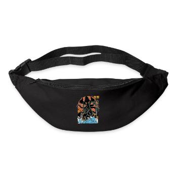 Coucher de soleil géant Cthulhu japonais - Sac banane - noir - Devant
