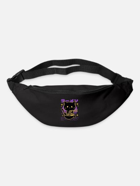 Ramen chat japonais - Sac banane - noir