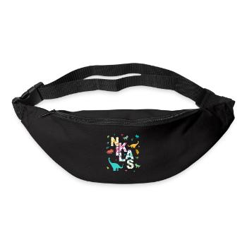 NIKLAS - Beautiful boy name with dinosaur - Bum bag - black - Front