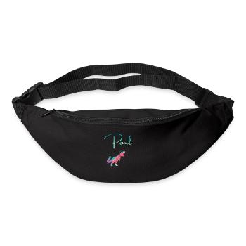 PAUL - Beau prénom de garçon avec dinosaure - Sac banane - noir - Devant