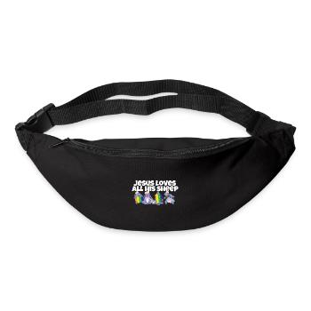 Jésus aime toutes ses brebis LGBTQ fier allié gay - Sac banane - noir - Devant