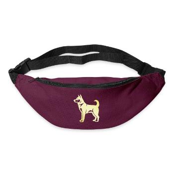 Silhouette de chien husky - Sac banane - bordeaux  - Devant