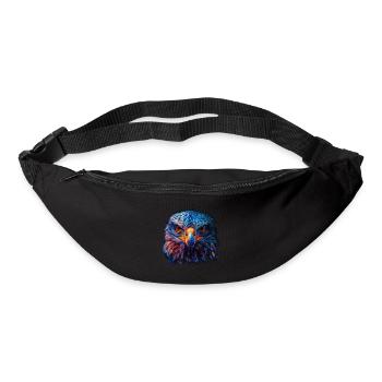 Aigle rouge et bleu : art animalier féroce et vif - Sac banane - noir - Devant