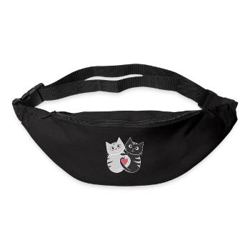 cute cats kittens with heart Valentine's Day - Bum bag - black - Front