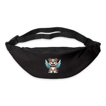 Mignon Pitbull Angel Dessin animé avec des ailes - Sac banane - noir - Devant