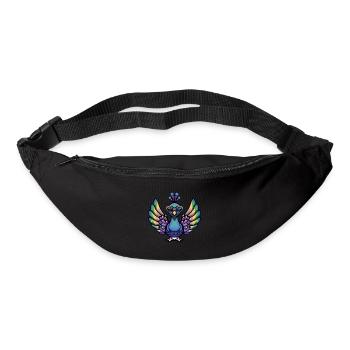 Paon oiseau animal cool - Sac banane - noir - Devant