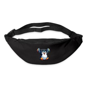 Pingouin avec haltère : entraînement physique - Sac banane - noir - Devant