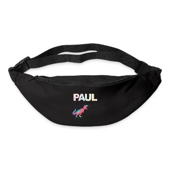 PAUL - Schöner Jungen Name mit Dinosaurier - Gürteltasche - Schwarz - Vorne