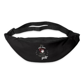 Die mit dem Tibet Terrier geht Hund Geschenk - Gürteltasche - Schwarz - Vorne