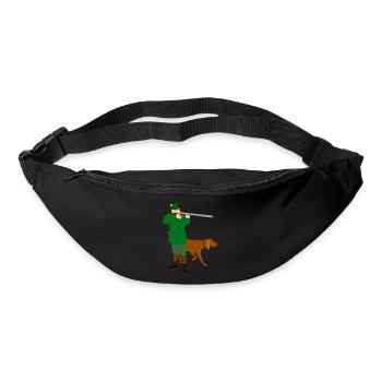 Chasse, chien, chasseur - Sac banane - noir - Devant