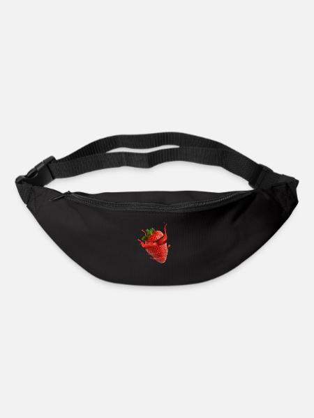 Erdbeere mit splash - Gürteltasche - Schwarz