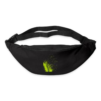 Plume abstraite / ligne / vert / motif - Sac banane - noir - Devant