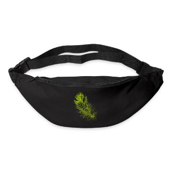 Abstrait plume / ligne / vert / motif - Sac banane - noir - Devant