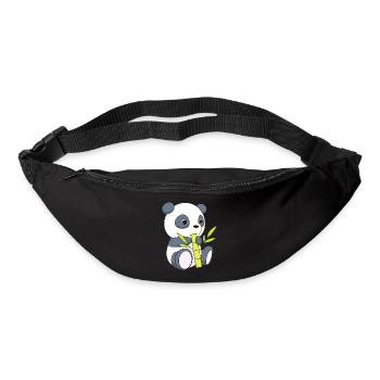ours panda avec tige de bambou - Sac banane - noir - Devant