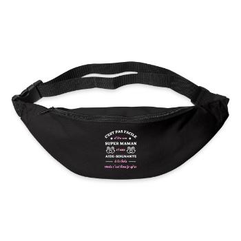 maman aide soignante femme humour fête des mères - Sac banane - noir - Devant