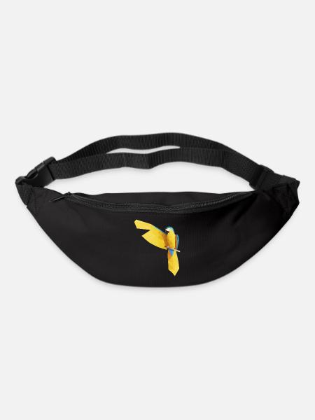 Bleu Ara Low Poly - Sac banane - noir