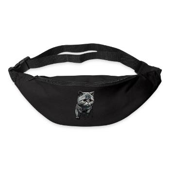 Colored drops and cute cat - Bum bag - black - Front