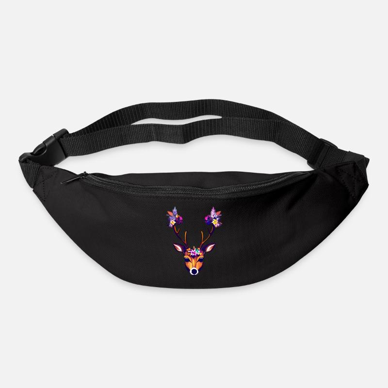 beautiful deer flowers nature forest - Bum bag - black