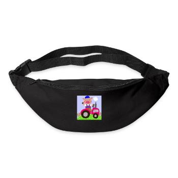 Cute pig riding on a tractor - Bum bag - black - Front